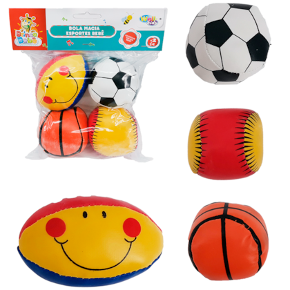 Bolas Baby Super Macia de Esportes C/4 Bolinhas Bebê