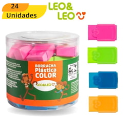 BORRACHA PLAST COLOR C/CAPA NEON LEO E LEO 4680 - CX 24 UNIDADES