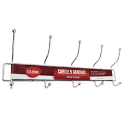 Cabide De Parede Metalico 5 Ganchos Clink Ck1138