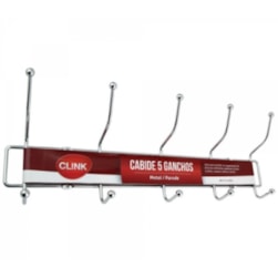 Cabide De Parede Metalico 5 Ganchos Clink Ck1138
