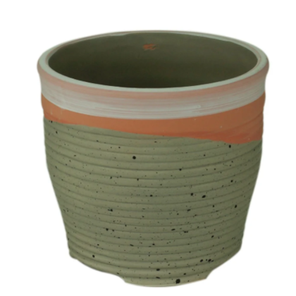 Cachepot Ceramica Rose Stripe Cinza House 44378