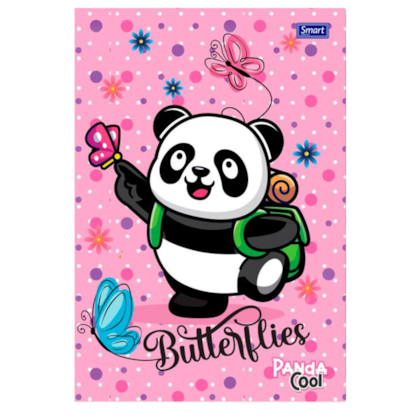 Caderno 1/4 Panda Broch Capa Dura 80 Folhas Smart