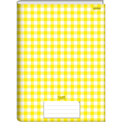 Caderno Brochura 1/4 Capa Dura 96 Folhas Stiff Xadrez Amarelo Jandaia