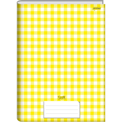 Caderno Brochura 1/4 Capa Dura 96 Folhas Stiff Xadrez Amarelo Jandaia