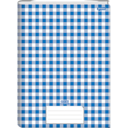 Caderno Brochura 1/4 Capa Dura 96 Folhas Stiff Xadrez Azul Jandaia