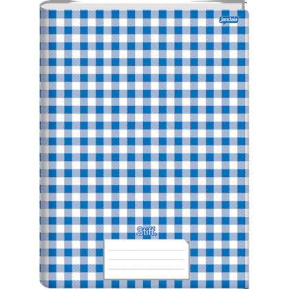 Caderno Brochura 1/4 Capa Dura 96 Folhas Stiff Xadrez Azul Jandaia