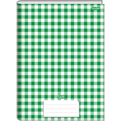 Caderno Brochura 1/4 Capa Dura 96 Folhas Stiff Xadrez Verde Jandaia