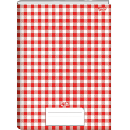 Caderno Brochura 1/4 Capa Dura 96 Folhas Stiff Xadrez Verm Jandaia