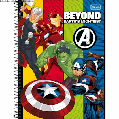 Caderno Capa Dura Universitário 1 Matéria Avengers Fit 80 Folhas