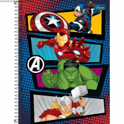 Caderno Capa Dura Universitário 1 Matéria Avengers Fit 80 Folhas