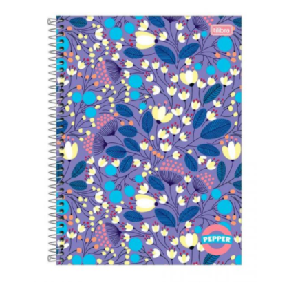 Caderno Pepper universitário Fem Capa Dura Az 16m Tilibra 234869