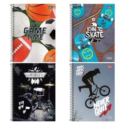 Caderno Vibe Masc 256 folhas Tilibra