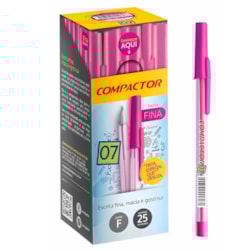CANETA ESF 07 PINK COMPACTOR 16014 - CX 25 UNIDADES