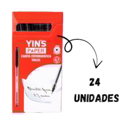CANETA ESF YINLUX PRETA 0,7MM YINS YP8149 - CX 24 UNIDADES