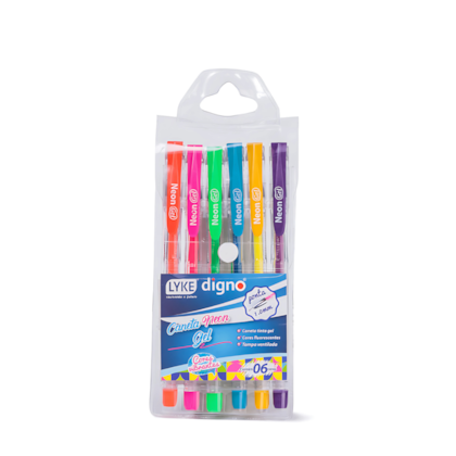 Caneta Gel Neon 1,0mm 6cores Lyke 101966