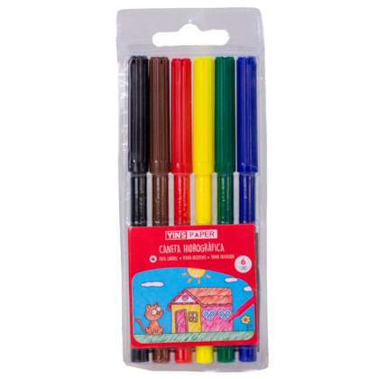 Caneta Hidrografica 6 Cores Yins