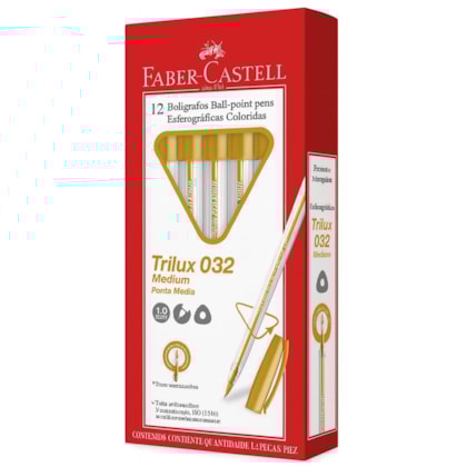 CANETA TRILUX COLORS OURO FABER CASTELL 032/OURO - CX 12 UNIDADES