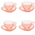 Cj 4 Xicaras Cha C/pires Coracao Pearl Rosa Coliseu 28461