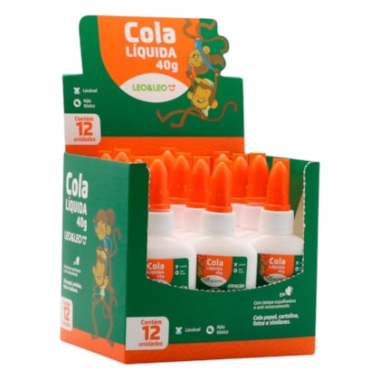 COLA BRANCA ESCOLAR LIQUIDA 40GR LEO E LEO 4370 - CX 12 UNIDADES
