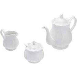 Conj 3pcs Porcelana P/cha Fancy Branco Coliseu 17275