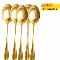 CONJ 6 COLHERES P/MESA INOX POSITANO DOURADO COLISEU 1314 - CX 6 UNIDADES