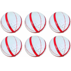 Conjunto 6 Bolas Brancas Listradas Vermelha 60Cm CasaAmbiente