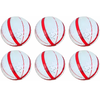 Conjunto 6 Bolas Brancas Listradas Vermelha 60Cm CasaAmbiente