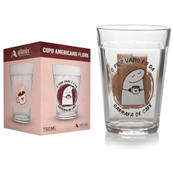 Copo Vidro Mensagens Café 190ml