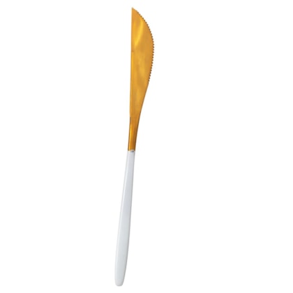 Faca de Mesa Branco e Dourado Inox Chazak