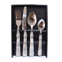 Faqueiro 24pcs Marmorizado Bege Casambiente Faq080