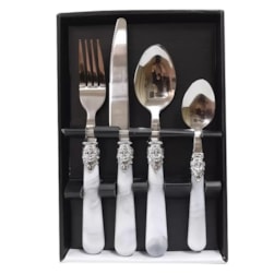 Faqueiro 24pcs Marmorizado Branco Casambiente Faq078