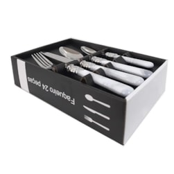 Faqueiro 24pcs Marmorizado Branco Casambiente Faq078