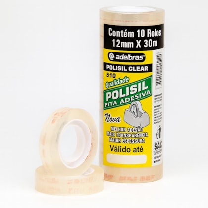 FITA POLI CLEAR 12X30 UNI ADELBRAS 025 - CX 10 UNIDADES