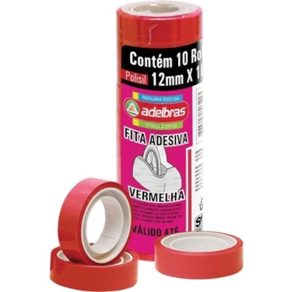 FITA POLISIL VERM 12X10 UNI ADELBRAS 004 - CX 12 UNIDADES