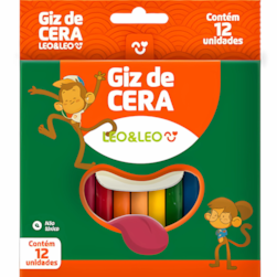 Giz De Cera 12 Cores Fino Leo E Leo
