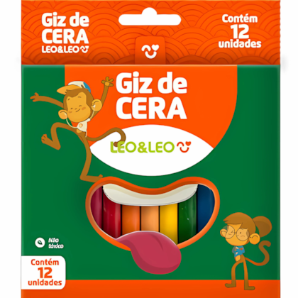 Giz De Cera 12 Cores Fino Leo E Leo