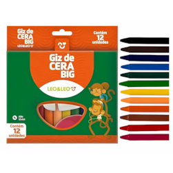 Giz De Cera 12 Cores Grosso Leo E Leo