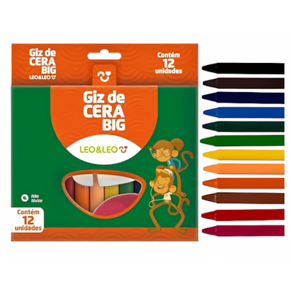 Giz De Cera 12 Cores Grosso Leo E Leo