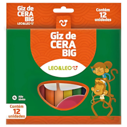 Giz De Cera 12 Cores Grosso Leo E Leo