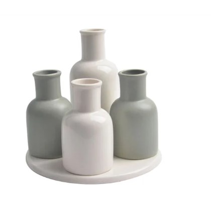 Jg De Vasos Porcelana Branco/verde House 43684