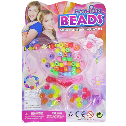 Kit Beleza / Bijuteria Infantil Com 50 Micangas Colors Fashion Beads Urso Na Cartela