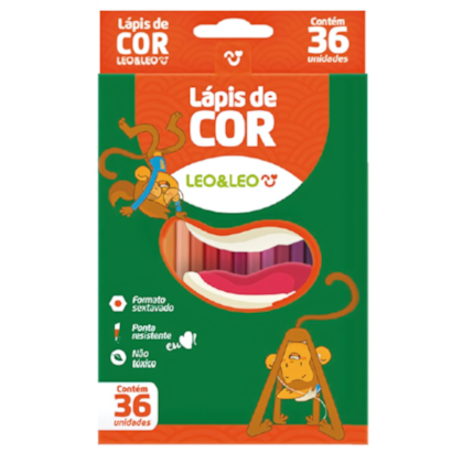 L¿pis de cor com 36 Cores Plast Sext Leo E Leo