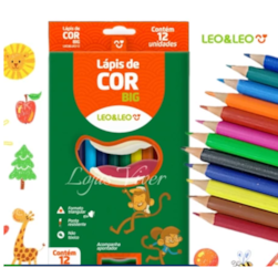 Lápis de cor com 12 Cores Big Plast Triang C/apont Leo E Leo 4194