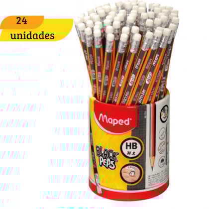 LAPIS GRAFITE HB C/BORRACHA BLACKPEPS MAPED 851790Z - CX 24 UNIDADES