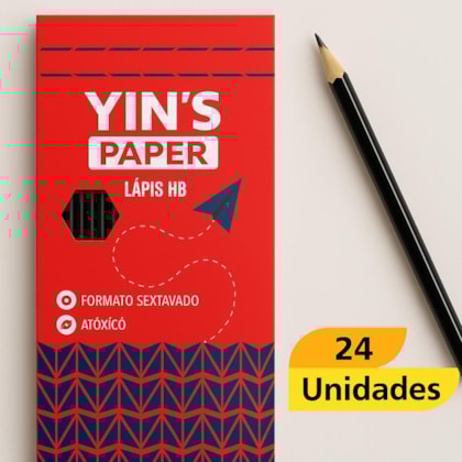 LAPIS GRAFITE HB RESINA PT SEXTAVADO YINS YP7826 - CX 24 UNIDADES