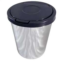 Lixeira 8L com Tampa Click Label Prata Plasnew