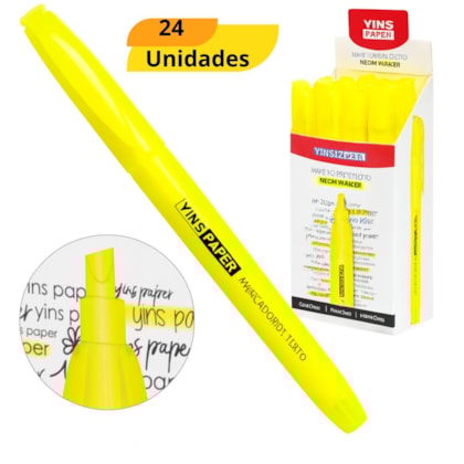 MARCA TEXTO AMARELO YINS YP7395 - CX 24 UNIDADES