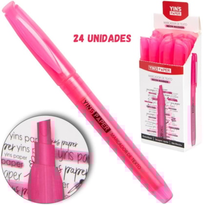 MARCA TEXTO ROSA YINS YP7396 - CX 24 UNIDADES