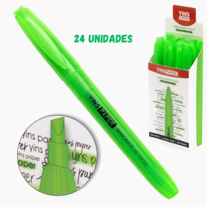 MARCA TEXTO VERDE YINS YP7397 - CX 24 UNIDADES