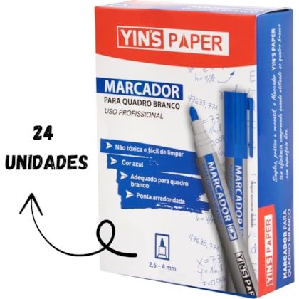 MARCADOR P/QD BRANCO AZUL YINS YP7660 - CX 24 UNIDADES
